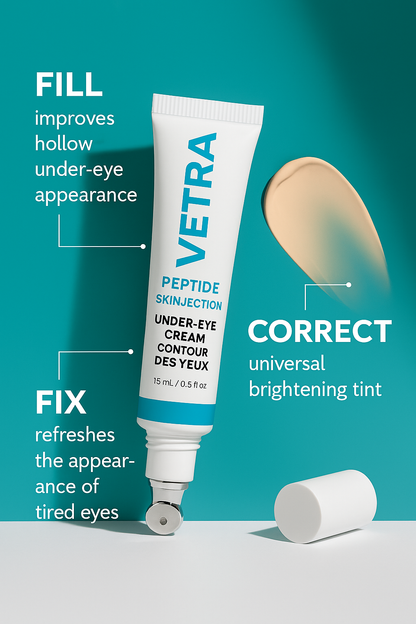 Vetra Peptide Skinjection Fill + Fix Under-Eye Cream, Brighten Under Eyes, Peptide Under-Eye Brightening Cream